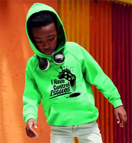 Picture of Kids Teens Gamer Control Issues Hoodie Gaming Addict Boy Girl Children Birthday Present Gift